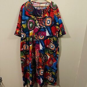 Art To Wear Maxi Mumu Dress Abstract Vibrant Colorful Artsy Boho Plus Size 2X
